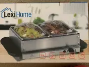 NEW Lexi Home Stainless Steel Buffet Server New In Box 2 Buffet Trays and Lids