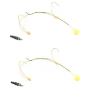 2pcs Ultra Slim Beige Tan Headworn Microphone Cardioid for Sennheiser Wireless