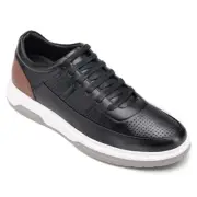 US11.5 CMR 2.36"/6cm Elevator Shoes Men Black Leather Height Increase Sneaker