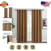Luxury Blackout Window Curtains 86x55 - Noise Reduction & Privacy, 2 Panel Set