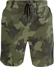 [GuoChe] Men's Beach Shorts Army Camo Green Brown Quick Dry Swimwear Board Shorts Mens Swim Trunk Bathing Suits Mesh Lining