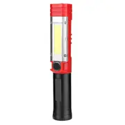 COB LED Light AA Battery Flashlight 4 Modes Magnetic Attraction Camping Hunting Emergency Lamp With Clip RED COLOR