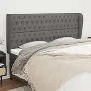 Bed Headboard, Beds Head Frame with Ears Dark Grey 203 cm Fabric