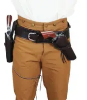 WESTERN LEATHER HOLSTER GUN BELT 44 / 45 BROWN RIGHT HAND COWBOY REVOLVER PISTOL