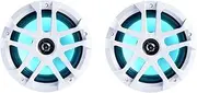 Memphis Pair Audio MXA80L 8" 2-Way Marine Speakers 120W RGB LED Grilles White & Gunmetal IPX Rated Waterproof for Boat UTV ATV Side-by-Side Powersports Outdoor Audio System
