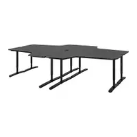 在飛比找IKEA優惠-IKEA 書桌/工作桌組合, 黑色/實木貼皮 梣木/黑色