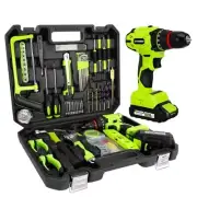 Home Tool Set with Brushless Drill, 20V 119PCS Cordless Drill Tool Box with