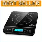 Black Induction Hot Plate with Built-in Timer - 1800 Watts and Fast Boil Feature