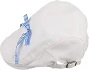 [BESPORTBLE] Beret Hat: White Newsboy Cap with Checkered Bow Retro Hat for Women for Fall and Outings