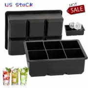 6 Ice Maker Large Cube Square Tray Molds Whiskey Ball Cocktails Silicone Big USA