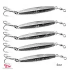 5pcs 4oz Diamond Jigs Chrome w/ Treble Hook 110g Silver Fish WOW!® trolling bait