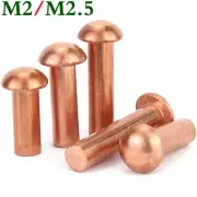 M2 M2.5 Domed Head Solid Copper Rivets Round Head Solid Rivets Screws Fastener