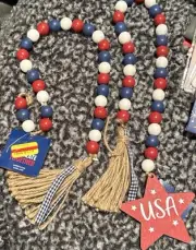 Fourth Of July Decor String Beads Accents 2 Stands