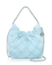Tory Burch Mini Fleming Denim Hobo Bag