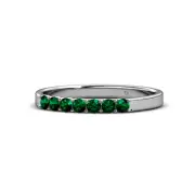 TriJewels Round Emerald 7 Stone Women Stackable Wedding Band 14K Gold JP:48945