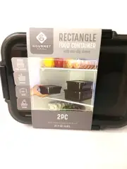 RECTANGLE FOOD CONTAINER, 2 PACK, 31 oz, BLACK, MICROWAVE SAFE, DISHWASHER SAFE