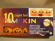 NEW~10 PUMPKIN JACK-O-LANTERN STRING LIGHTS~2-1/2"~BLOW MOLD STYLE~NIOB