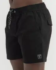 [Lucid] Lucid Men's Lever Elastic Waist Shorts in Black Size XL XL Black