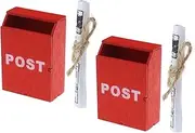 2 Sets Dollhouse Wooden Postbox Miniature Newspaper 1:12 Scale Mini Mailbox Toy Letterbox Ornaments Model Decoration for Dollhouse Home Accessories