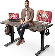 SIAGO Electric Standing Desk Adjustable - 48 x 24 Inch Sit Stand up Desk with Cable Management - 3 Memory Preset Adjustable Height Table