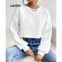 在飛比找蝦皮商城優惠-Lovito 女用優雅素色提花運動衫 LBL09282