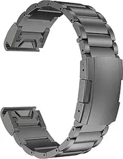 Titanium Band for Garmin,26mm Three-Piece Metal Bracelet Strap with Quick Release Connector,Tortoise Buckle,for Garmin Fenix 8 51mm/Epix Pro 51mm/7X/6X,Instinct 2X Smartwatch (Gray)