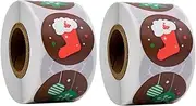 2 Rolls Christmas Seal Stickers Fun Festive Labels for Party Favors Wrapping and Envelope Decoration Easy Peel Stick with Strong Adhesion