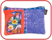 Laurel Burch "Papillon" Dog ~ #LB8511F Canvas 8.5"x6" Cosmetic Bag~Color Lining