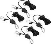 KOMBIUDA 4-Pack Camping Tent Ropes Slip Pulley Guy Ropes Heavy Duty Tarp Straps Elastic Bungee Cords Carabiner Multipurpose Outdoor