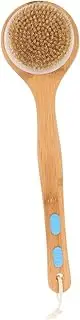 Healvian 1 PC Bamboo Long Handle Brush Back Scrub Brush He Washer Machine Cleaner Handheld Body Shower Brush Back Skin Scrubber Bath and Foot Brush Washer Cleaner Beige Bristle (Pig Hair)