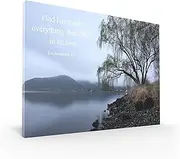 [Tomuu Erissa] Christian Canvas Wall Art 12x16 Inch - Bible Verses Lake & Willow Tree Decor - Ecclesiastes 3:11 - Scripture Wall Art - Inspirational Christian Gift - Perfect Bible Verse Wall Decor
