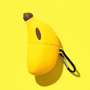 Cute Banana Case For Airpods 1/2 Case,cover+hook,soft Silicone Design Shockproof Protective Earphone Case