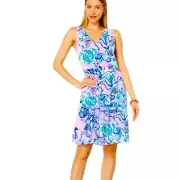 NWT Lilly Pulitzer Lorina V-neck Swing Dress Tiered Hem Lilac Freesia Mermaid M