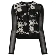 [Giambattista Valli] Cashmere Silk Blend Embroidered Cardigan