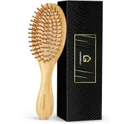 Bamboo Paddle Hair Brush for All Hair Types with Ergonomic Handle