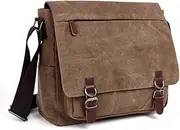 [LOSMILE] Laptop Messenger Bags, Men's Shoulder Bag, 16 Inches Vintage Canvas Bag for School and Work, Multiple Pocket.