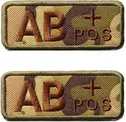 [BFYDmttuBF] Blood Type Tactical Patch Camouflage Embroidery Morale Patch Military Suit hat Bag Backpack Vest Navy Army Badges 2 Pieces (Blood Type Camo AB+)