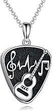 POPLYKE Music Guitar Pick Urn Necklaces for Ashes Sterling Silver Cremation Urn Necklaces Memorial Keepsake With Filling Tool