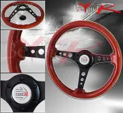 350mm Light Wood Grain Circles Design Steering Wheel Jdm Vip Button Horn (for: Lexus)