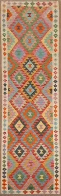 Tribal Southwestern Reversible Kilim Flat Weave Narrow Runner Rug 2' 9" x 10' 0"