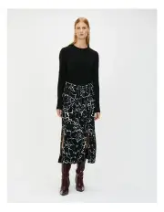 [Veronika Maine] Monochrome Blooms Midi Skirt in Black/White