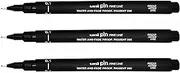 UNI-BALL PIN DRAWING PEN FINELINER ULTRA FINE LINE MARKER 0.1mm BLACK Ink - [Pack of 3]
