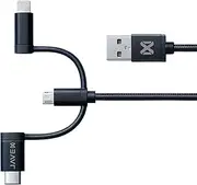 JAVEX 3-in-1 Adapter Cable, [USB Certified] Type-C | Micro B to A, 3.3FT, Black