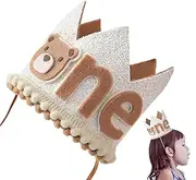 Birthday Bear Crown,Bear-Themed Glitter Crown Toddler First Birthday Hat | Photo Booth Props Cartoon Ornament for Courtyard, Restaurant, Bedroom