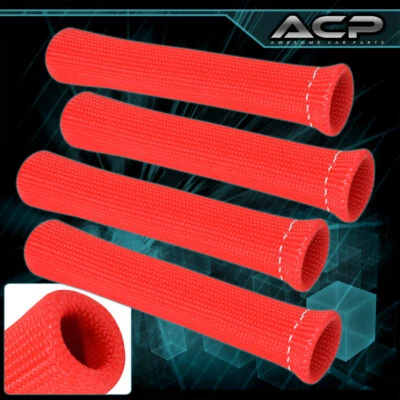 For Audi 4X Spark Plug Wire Insulator Protector Sleeve Plug Boot Thermo Red (for: Audi)