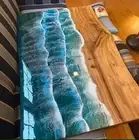 Handmade Ocean Epoxy Resin Table | Live Edge Dining Table | Sea Style Resin Art.
