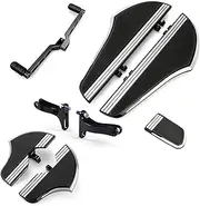 For Harley Davidson Floorboards Touring Street Road Glide Passenger Defiance Floorboards Motorcycle Footboards (Edge Cut, Rider+Passenger+Shifter+pedal)