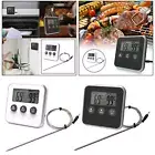 Meat Thermometer with Timer Stainless Steel Probe Food Thermometer for Grill