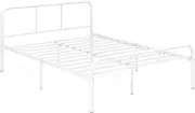 Giantex Double Bed Frame, Modern Metal Platform Bed with Headboard & Footboard, Noise-Free Heavy-Duty Mattress Foundation No Box Spring Needed, Easy Assembly (White)