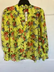 Alice + Olivia Serena Mandarin Collar Blouse SILK BLEND WOMENS SIZE L LARGE NEW